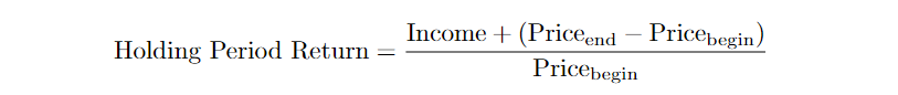 Equation illustrating the calculation of holding period return