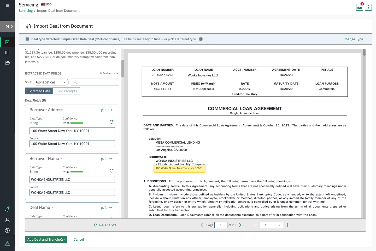 AI document reader — new deal boarding