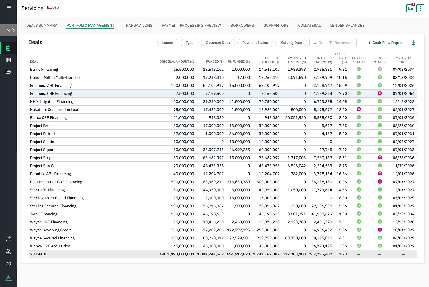 Portfolio Management screen